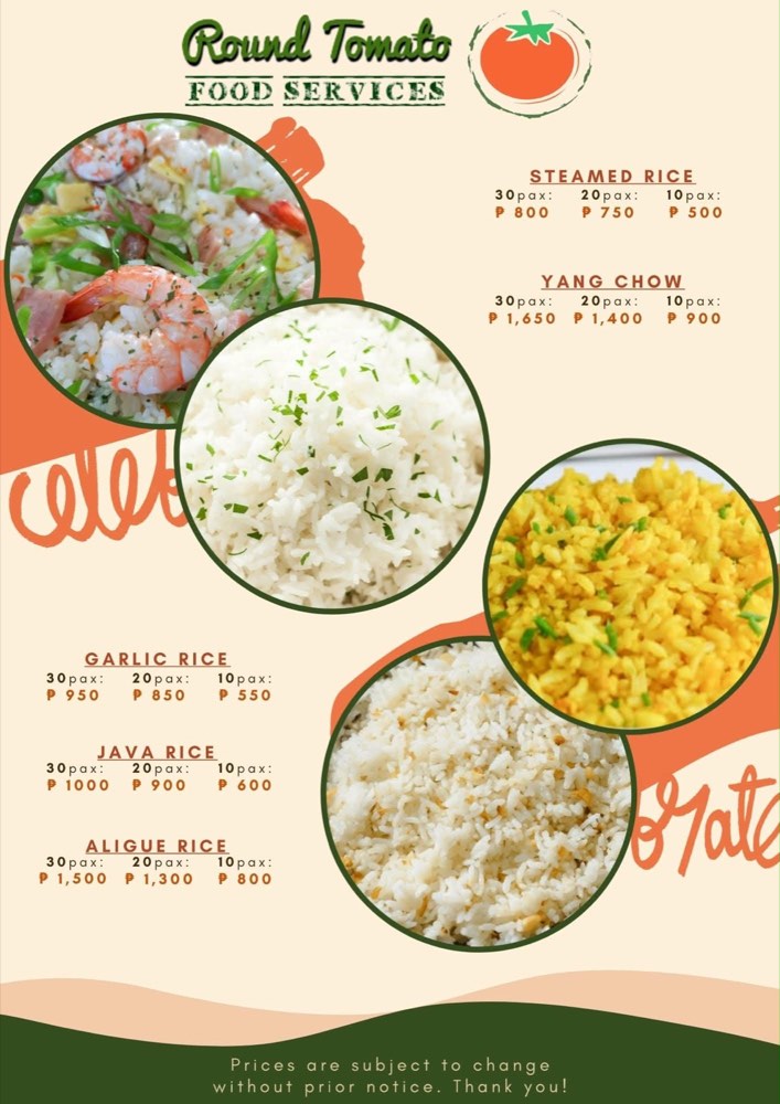 Food tray menu reference page 1