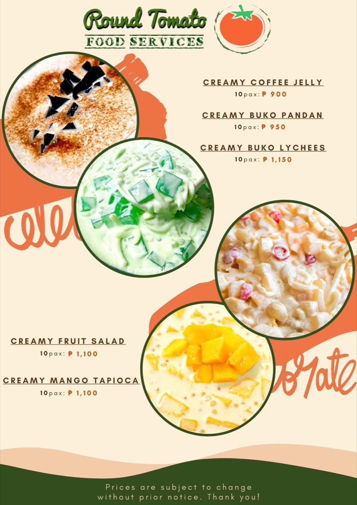 Food tray menu reference page 5