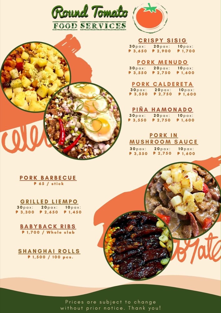 Food tray menu reference page 7