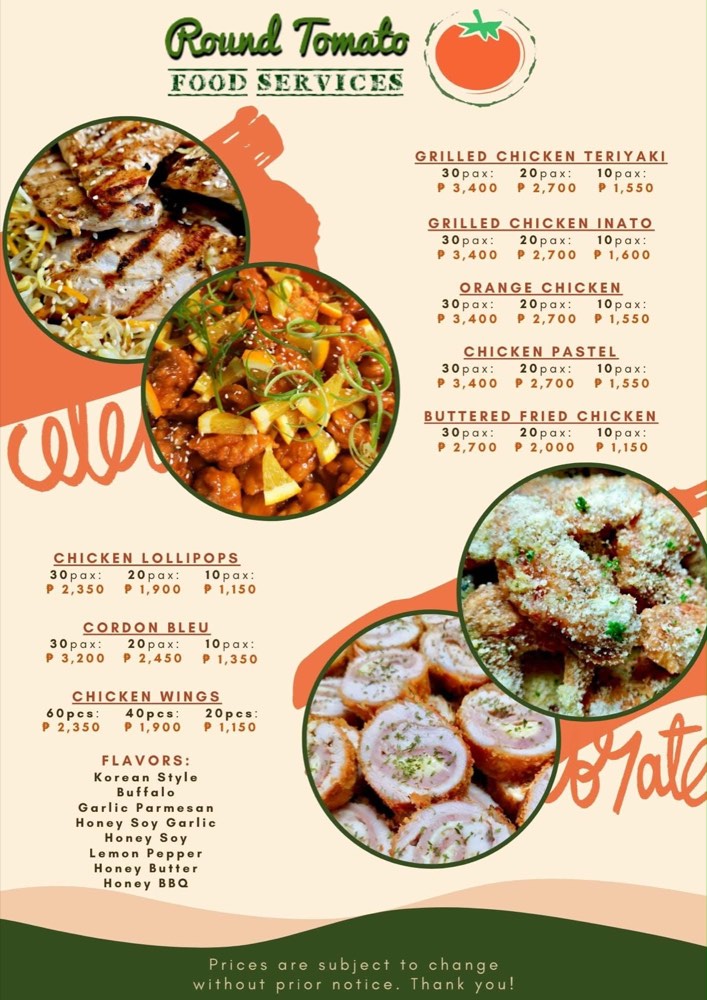 Food tray menu reference page 8